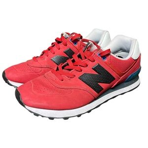 New Balance 574 Red Running Shoes Mens 9 D Red Blue Sneakers Trainers ML574ACC